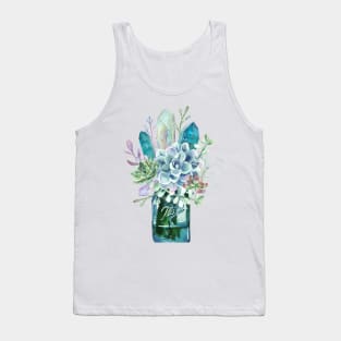 Succulent, crystal, bouquet, crystals, cacti, flowers, ball jar, vase, watercolor Tank Top